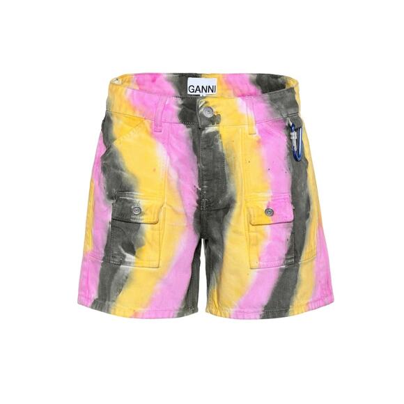 NWT GANNI Washed Denim Multi Colored Tie Dye Shorts size 25 - Picture 7 of 7